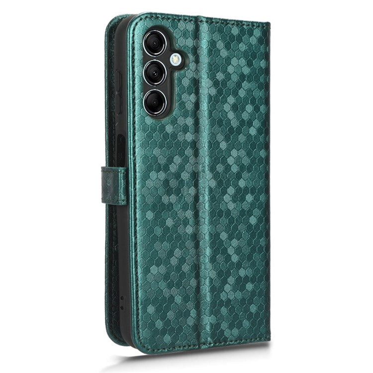 For Samsung Galaxy M54 5G / F54 5G Leather Phone Case Imprinted Dot Pattern Smartphone Cover with Stand Wallet - Green