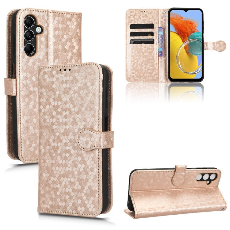 For Samsung Galaxy M54 5G / F54 5G Leather Phone Case Imprinted Dot Pattern Smartphone Cover with Stand Wallet - Rose Gold