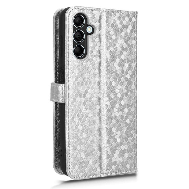 For Samsung Galaxy M54 5G / F54 5G Leather Phone Case Imprinted Dot Pattern Smartphone Cover with Stand Wallet - Silver