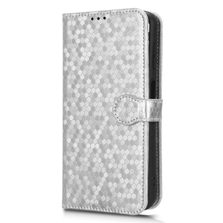 For Samsung Galaxy M54 5G / F54 5G Leather Phone Case Imprinted Dot Pattern Smartphone Cover with Stand Wallet - Silver