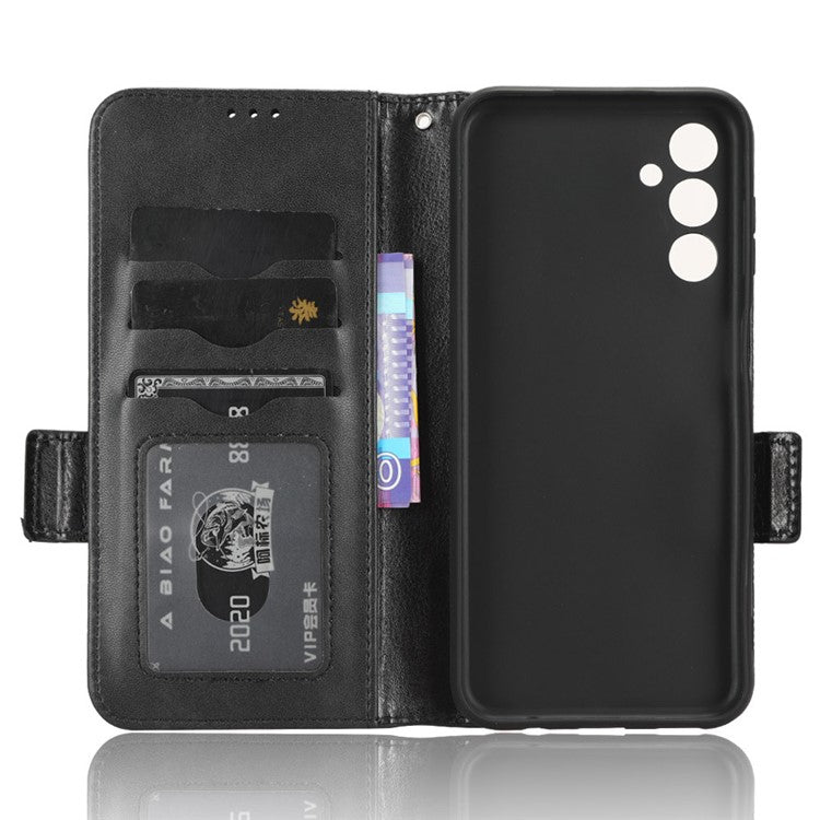 For Samsung Galaxy M54 5G / F54 5G PU Leather Wallet Phone Case Imprinted Triangle Phone Cover with Stand - Black