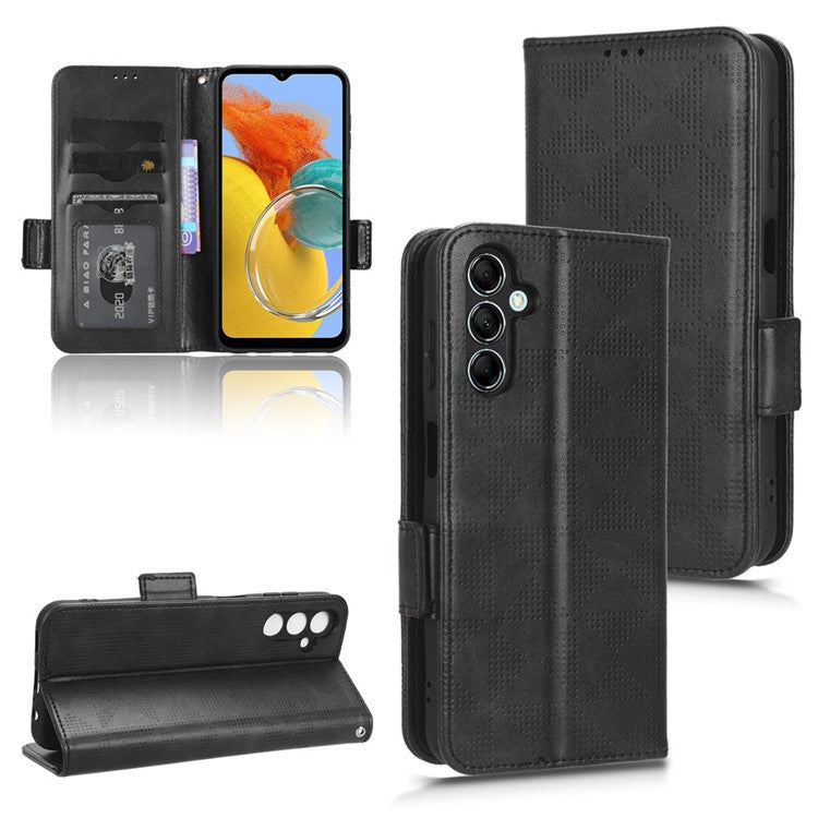 For Samsung Galaxy M54 5G / F54 5G PU Leather Wallet Phone Case Imprinted Triangle Phone Cover with Stand - Black