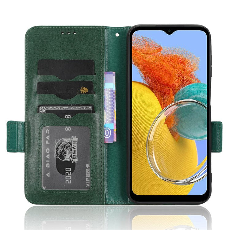 For Samsung Galaxy M54 5G / F54 5G PU Leather Wallet Phone Case Imprinted Triangle Phone Cover with Stand - Green