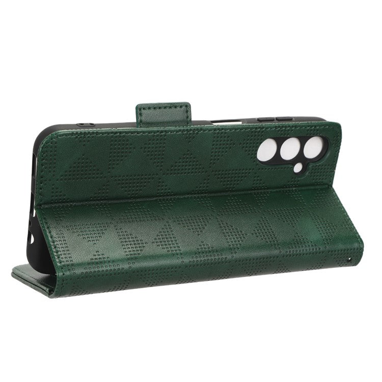 For Samsung Galaxy M54 5G / F54 5G PU Leather Wallet Phone Case Imprinted Triangle Phone Cover with Stand - Green