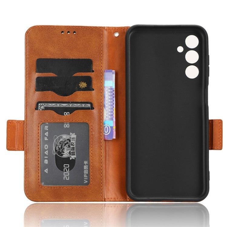 For Samsung Galaxy M54 5G / F54 5G PU Leather Wallet Phone Case Imprinted Triangle Phone Cover with Stand - Brown