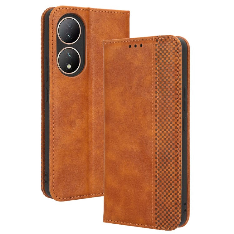 For vivo Y100 5G / T2 5G Magnetic Closing PU Leather Anti-drop Case Stand Wallet Phone Cover - Brown