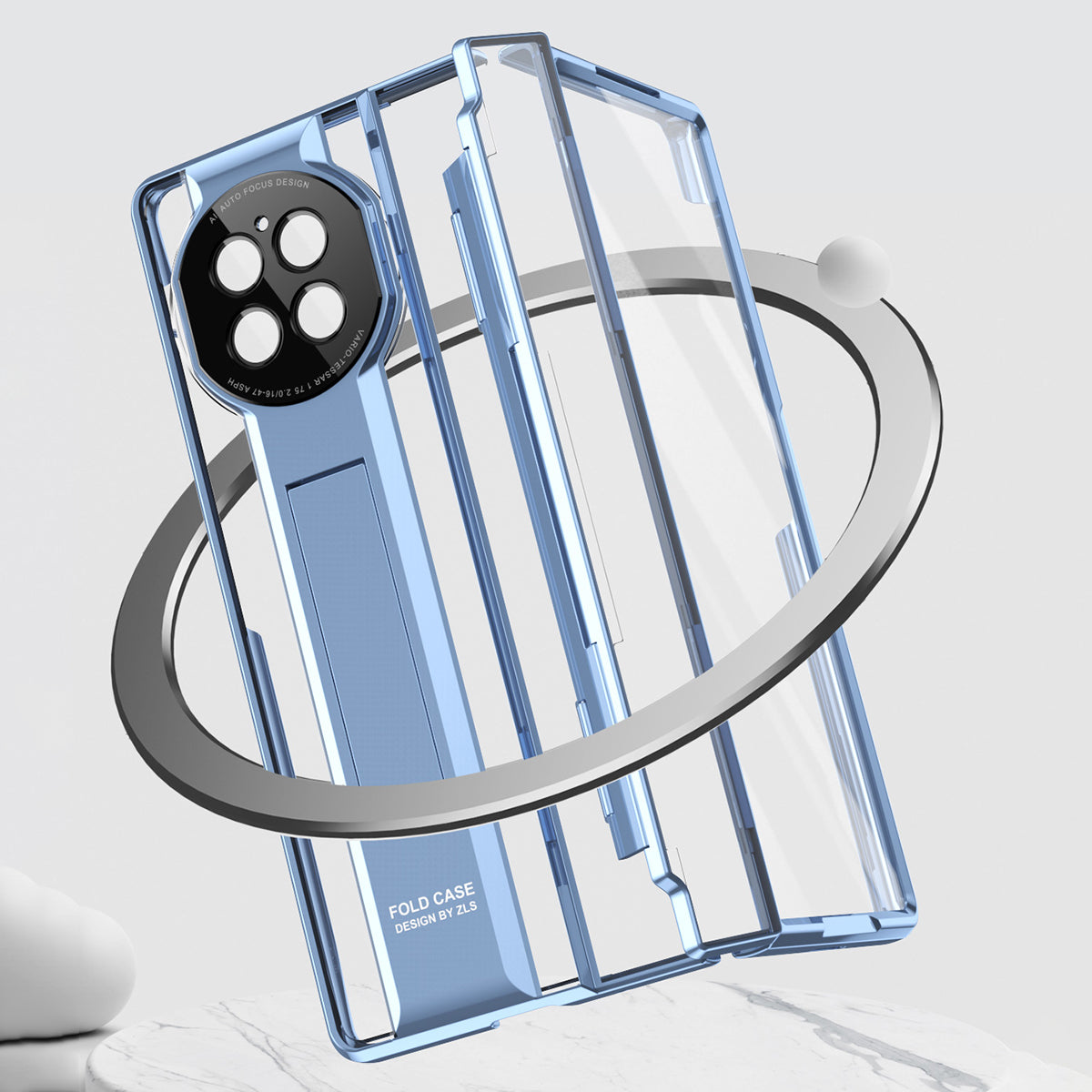 For vivo X Fold2 Kickstand PC Cover Shockproof Folding Phone Case with Stylus Pen and Pen Slot - Silver