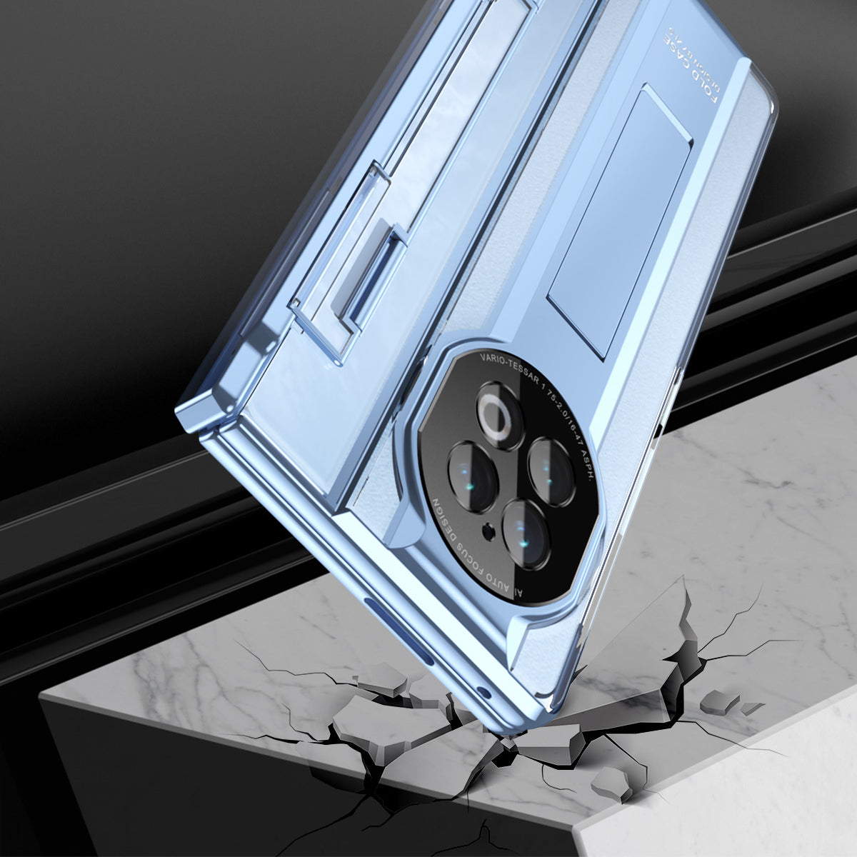 For vivo X Fold2 Kickstand PC Cover Shockproof Folding Phone Case with Stylus Pen and Pen Slot - Silver