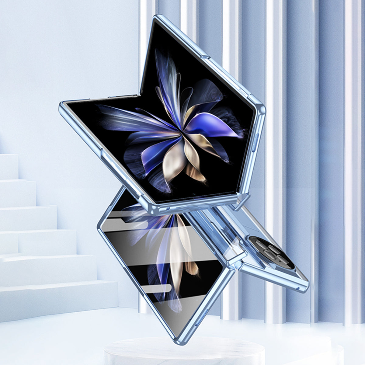 For vivo X Fold2 Kickstand PC Cover Shockproof Folding Phone Case with Stylus Pen and Pen Slot - Silver