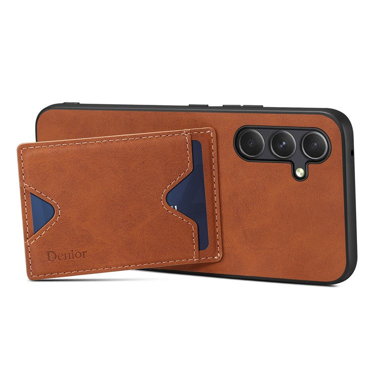 DENIOR For Samsung Galaxy A34 5G PU Leather Coated TPU Case Kickstand Card Holder Back Cover - Blue