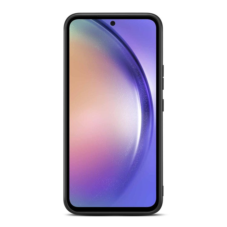 DENIOR For Samsung Galaxy A34 5G PU Leather Coated TPU Case Kickstand Card Holder Back Cover - Blue