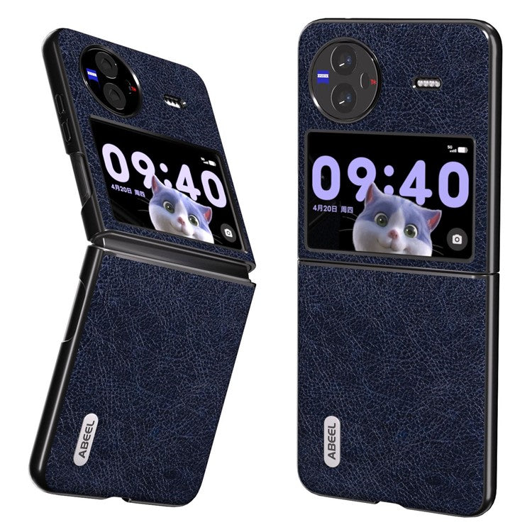 ABEEL For vivo X Flip Vintage PU Leather Coated PC Phone Case Litchi Texture Anti-Scratch Folding Cover - Blue