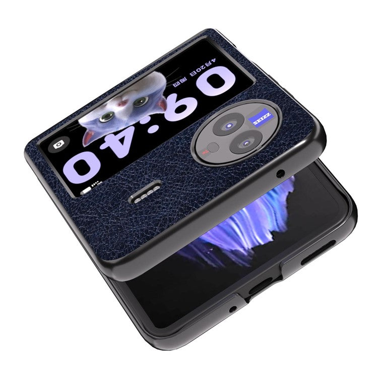 ABEEL For vivo X Flip Vintage PU Leather Coated PC Phone Case Litchi Texture Anti-Scratch Folding Cover - Blue