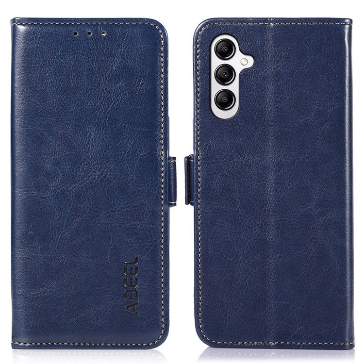 ABEEL For Samsung Galaxy A34 5G Wallet Leather Case Crazy Horse Texture Phone Stand Cover - Blue