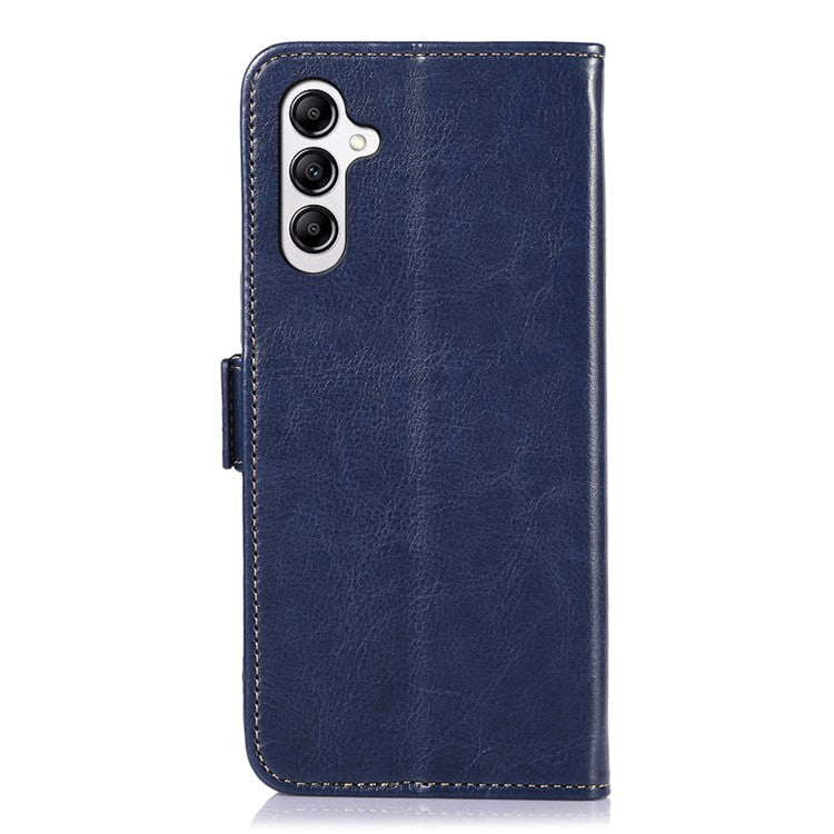 ABEEL For Samsung Galaxy A34 5G Wallet Leather Case Crazy Horse Texture Phone Stand Cover - Blue