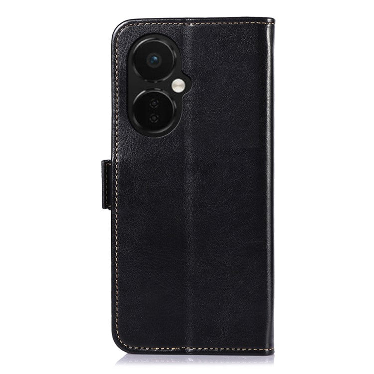 ABEEL For OnePlus Nord CE 3 Lite 5G / Nord N30 5G PU Leather Case Crazy Horse Texture Wallet Stand Phone Cover - Black