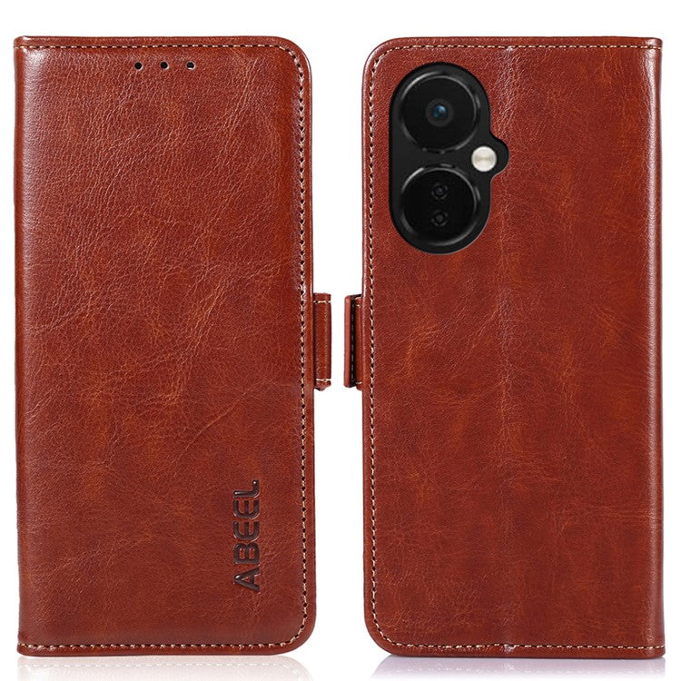 ABEEL For OnePlus Nord CE 3 Lite 5G / Nord N30 5G PU Leather Case Crazy Horse Texture Wallet Stand Phone Cover - Brown