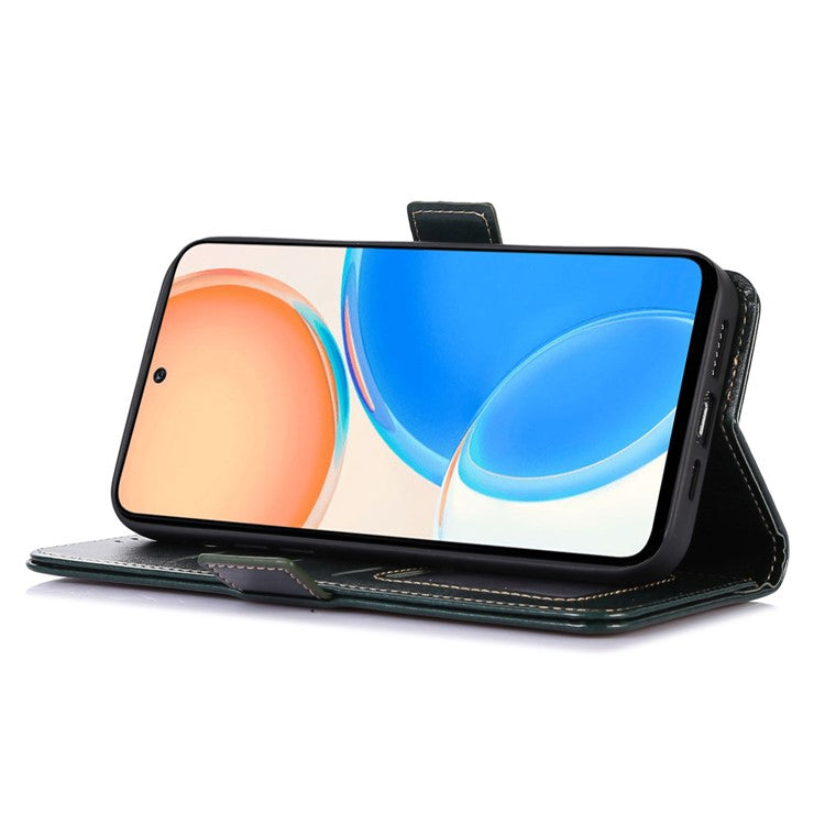 ABEEL PU Leather Phone Case for Honor X8 5G , Anti-Scratch Crazy Horse Texture Wallet Phone Cover - Green