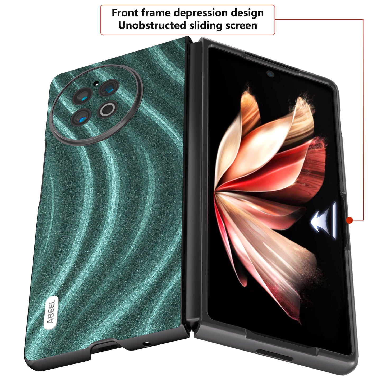 ABEEL Milky Way Series For vivo X Fold2 PU Leather Coated PC Phone Case Anti-scratch Smartphone Cover - Green