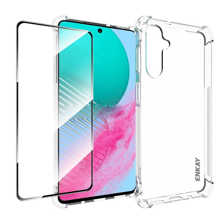 ENKAY HAT PRINCE For Samsung Galaxy M54 5G / F54 5G Soft TPU Cover Clear Phone Case with High Aluminium-silicon Glass Film