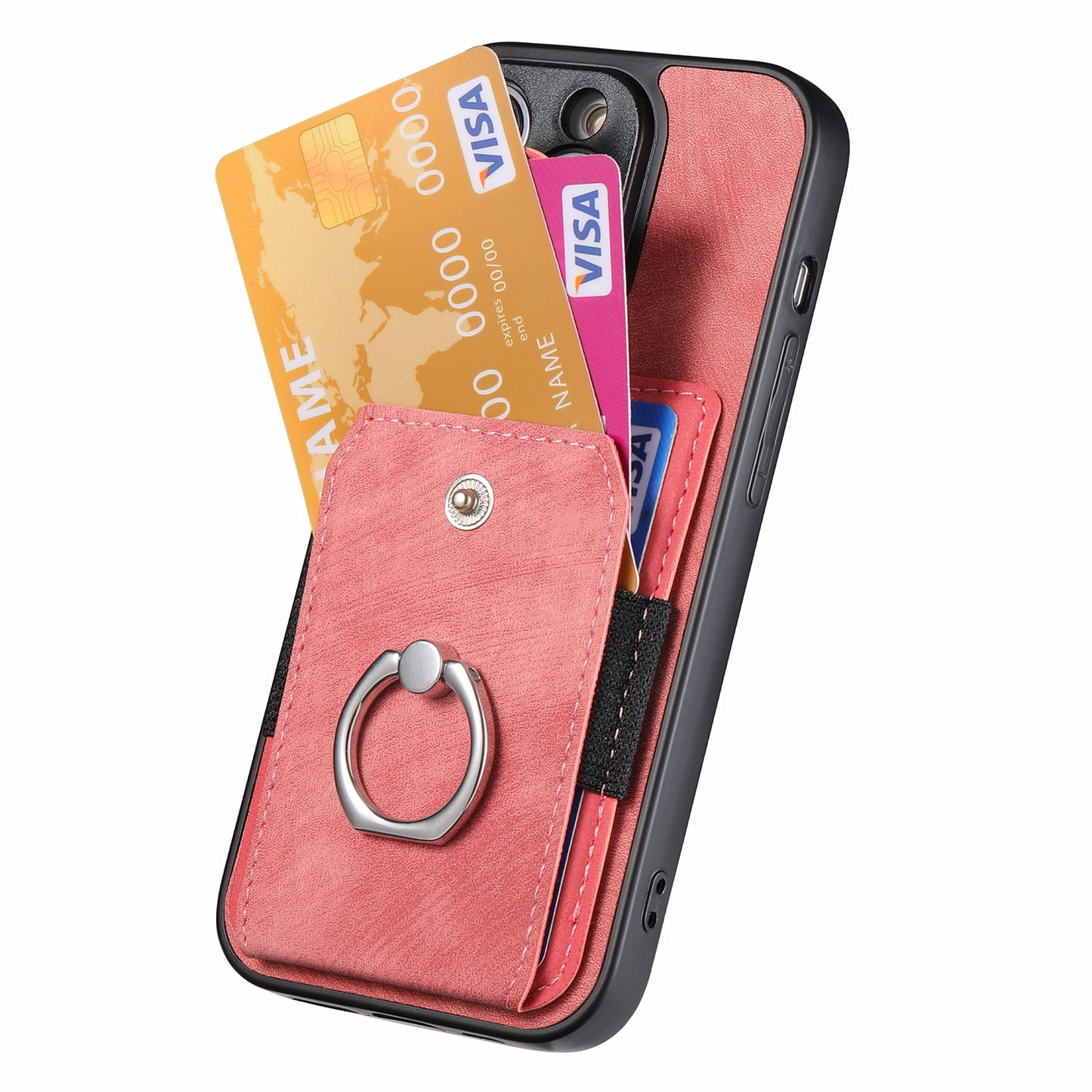 Phone Case for Samsung Galaxy S20 Plus 4G / 5G , Kickstand Ring Holder PU Leather+PC+TPU Cover with Card Slot - Rose Pink