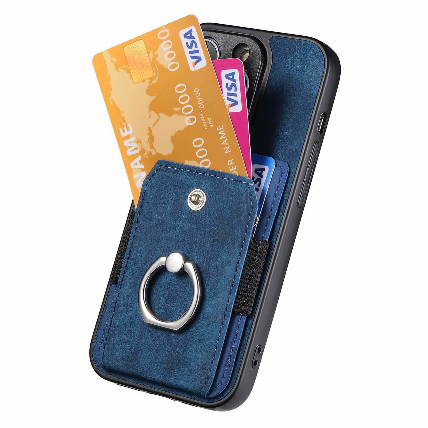 Phone Case for Samsung Galaxy S20 Plus 4G / 5G , Kickstand Ring Holder PU Leather+PC+TPU Cover with Card Slot - Dark Blue