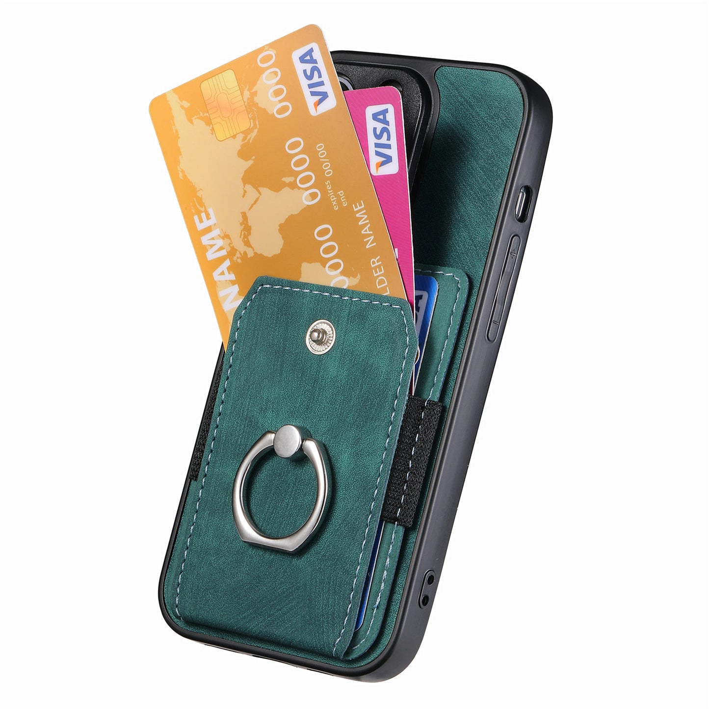 Phone Case for Samsung Galaxy S20 Plus 4G / 5G , Kickstand Ring Holder PU Leather+PC+TPU Cover with Card Slot - Green