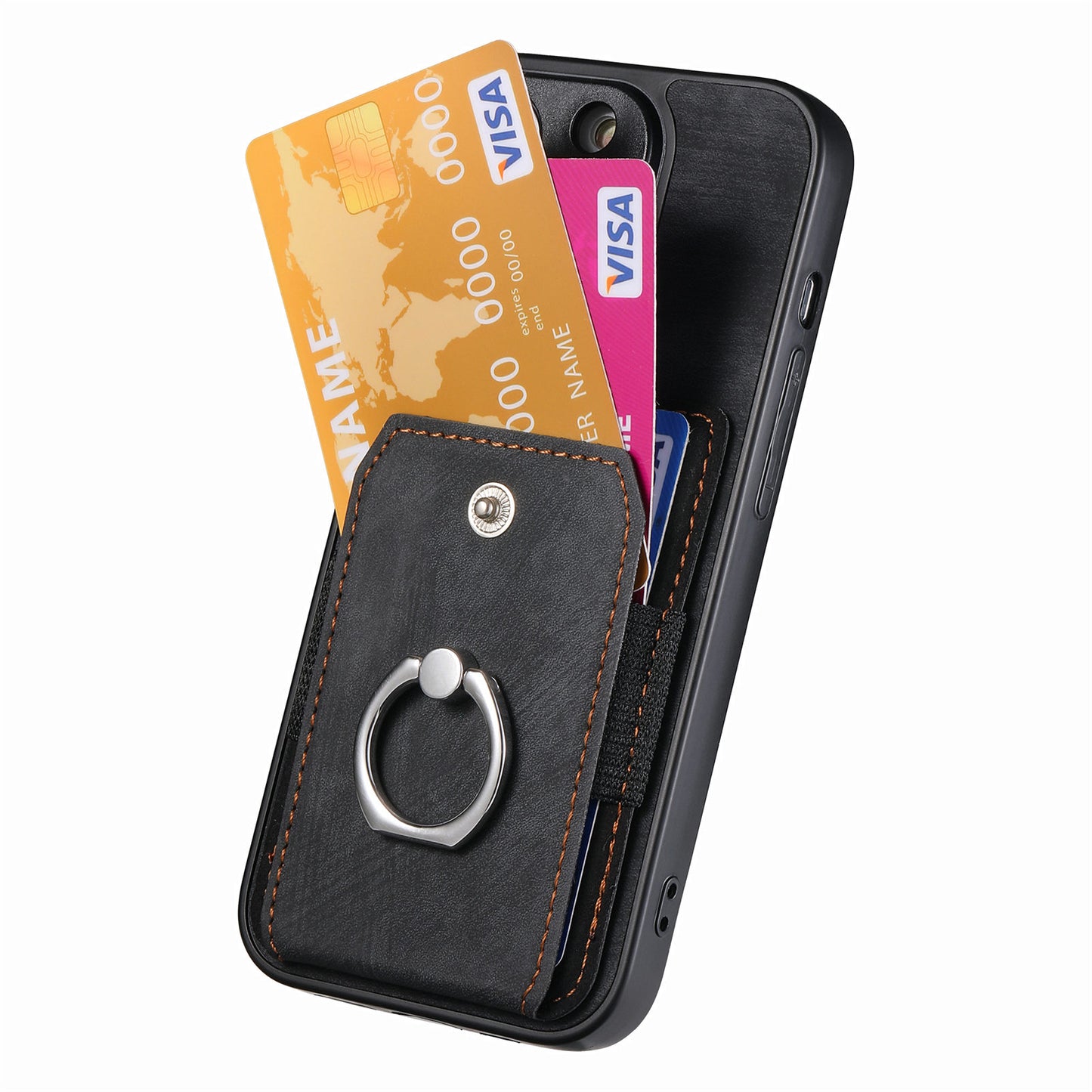 Phone Case for Samsung Galaxy S20 Plus 4G / 5G , Kickstand Ring Holder PU Leather+PC+TPU Cover with Card Slot - Black