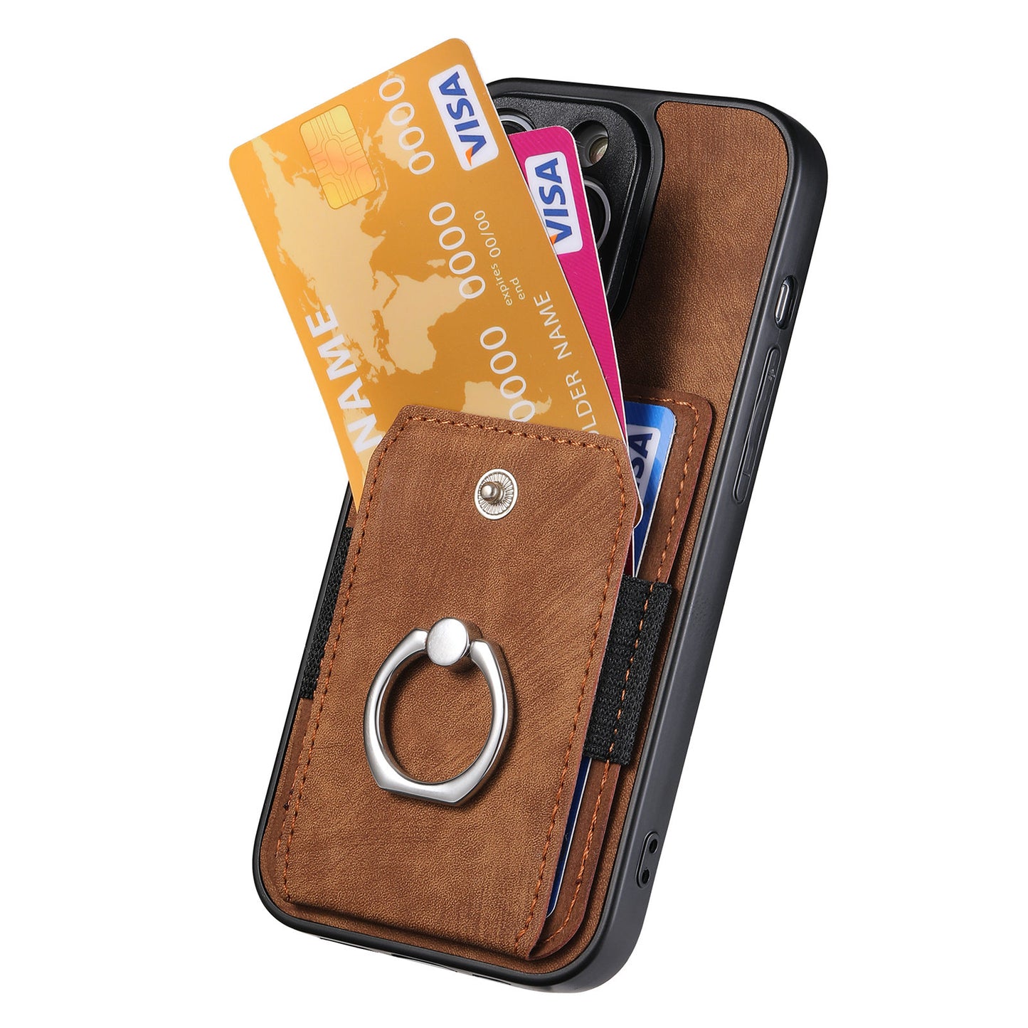 Phone Case for Samsung Galaxy S20 Ultra Card Holder Kickstand Slim Case PU Leather TPU PC Cover - Brown