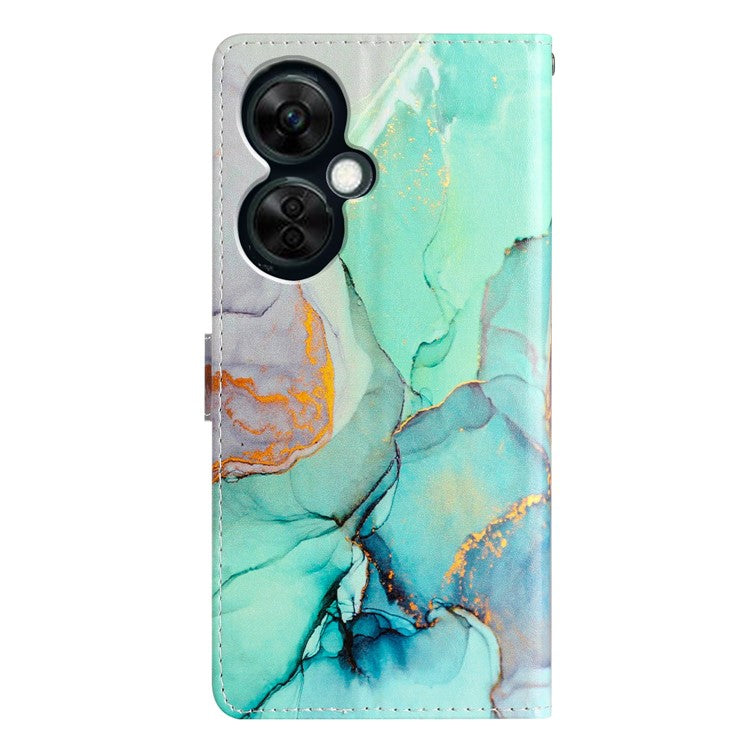 For OnePlus Nord CE 3 Lite 5G / Nord N30 5G Pattern Printing PU Leather Phone Case Stand Wallet Flip Protective Cover - Green Marble