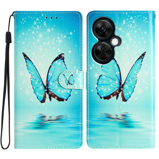 For OnePlus Nord CE 3 Lite 5G / Nord N30 5G Pattern Printing PU Leather Phone Case Stand Wallet Flip Protective Cover - Blue Butterfly