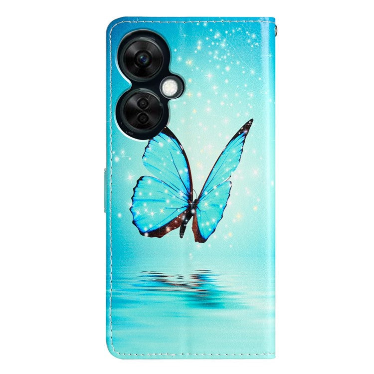 For OnePlus Nord CE 3 Lite 5G / Nord N30 5G Pattern Printing PU Leather Phone Case Stand Wallet Flip Protective Cover - Blue Butterfly