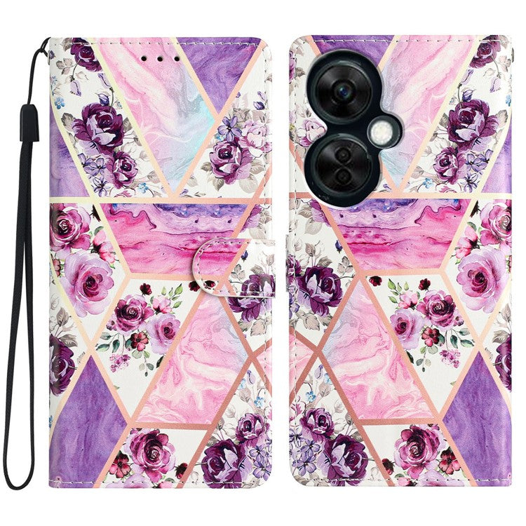 For OnePlus Nord CE 3 Lite 5G / Nord N30 5G Pattern Printing PU Leather Phone Case Stand Wallet Flip Protective Cover - Purple Flowers
