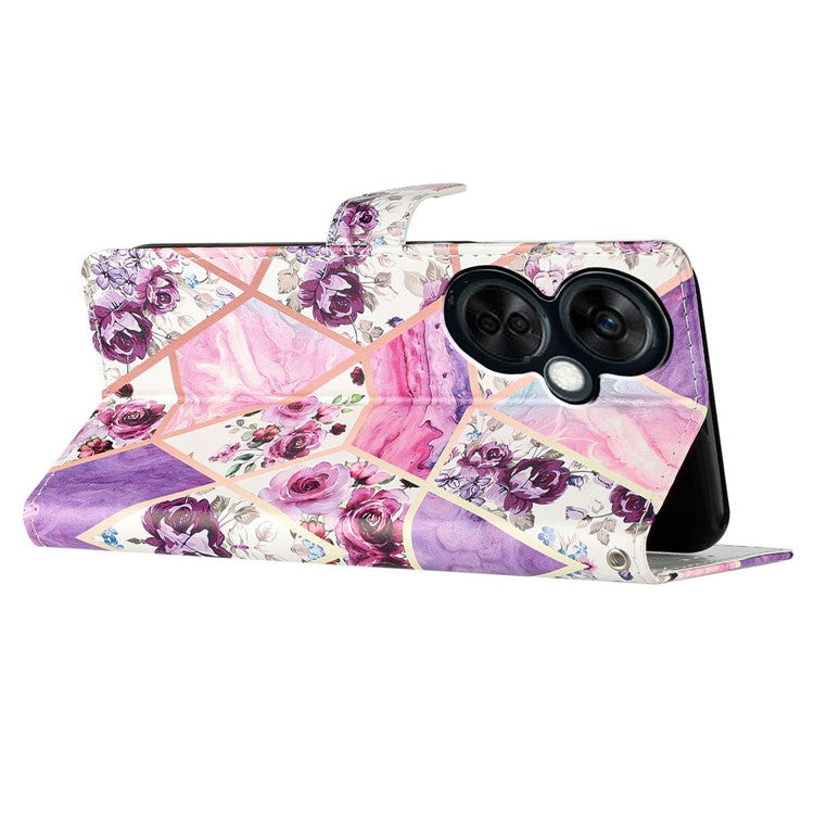 For OnePlus Nord CE 3 Lite 5G / Nord N30 5G Pattern Printing PU Leather Phone Case Stand Wallet Flip Protective Cover - Purple Flowers