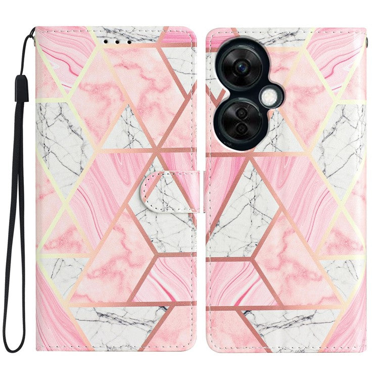 For OnePlus Nord CE 3 Lite 5G / Nord N30 5G Pattern Printing PU Leather Phone Case Stand Wallet Flip Protective Cover - Pink Marble