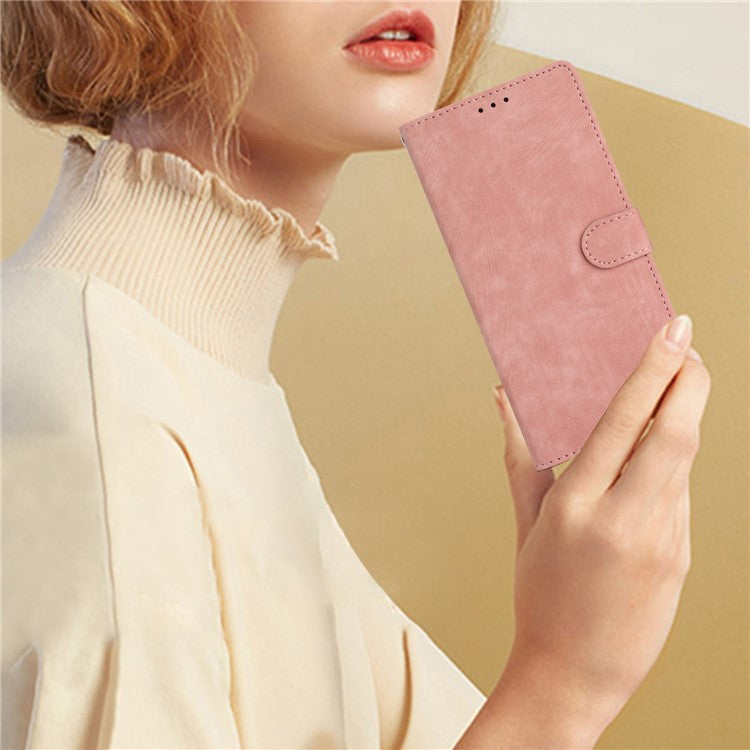 PU Leather Phone Case for Oppo Find X6 , Shockproof Skin-touch Wallet Stand Cover - Rose Gold