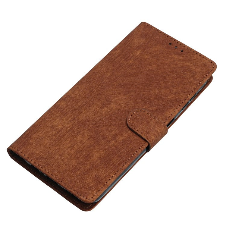 PU Leather Phone Case for Oppo Find X6 , Shockproof Skin-touch Wallet Stand Cover - Brown
