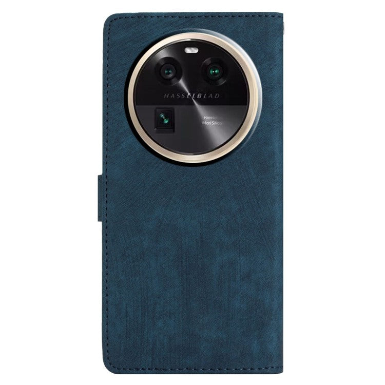PU Leather Phone Case for Oppo Find X6 , Shockproof Skin-touch Wallet Stand Cover - Blue