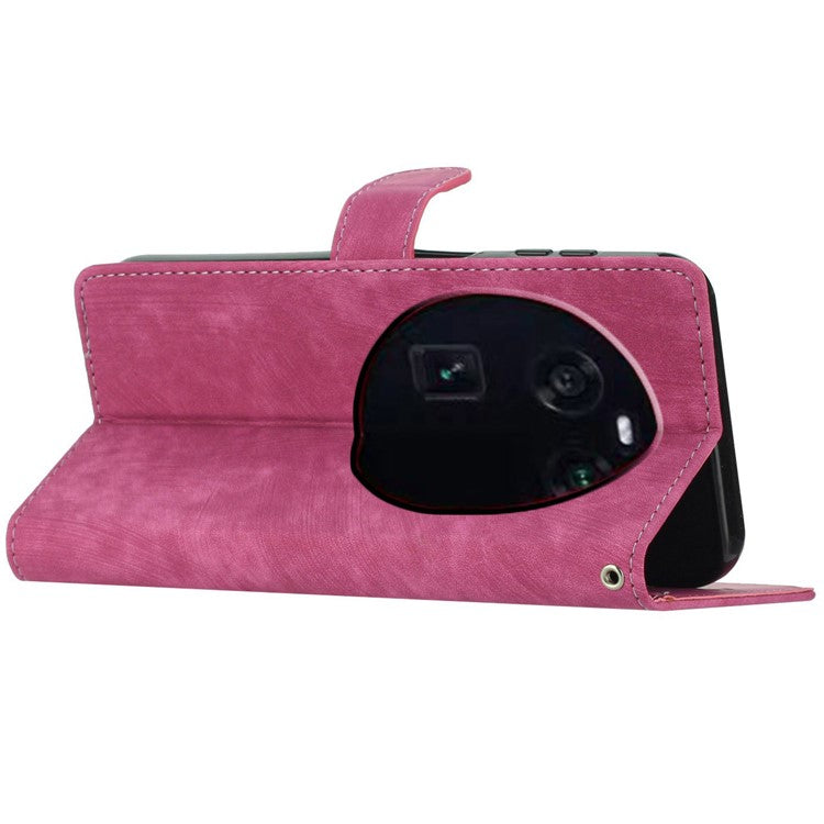PU Leather Phone Case for Oppo Find X6 , Shockproof Skin-touch Wallet Stand Cover - Rose