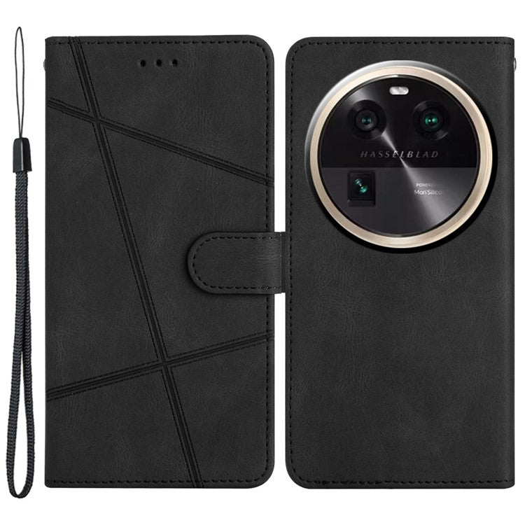 Stand Cover for Oppo Find X6 Pro Anti-drop Wallet Leather Phone Case Crazy Horse Texture Imprinted Lines Shell - Black