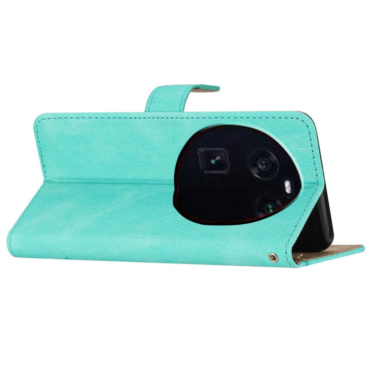 Stand Cover for Oppo Find X6 Pro Anti-drop Wallet Leather Phone Case Crazy Horse Texture Imprinted Lines Shell - Green