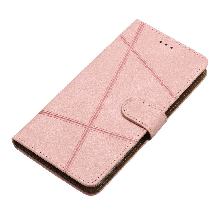 Stand Cover for Oppo Find X6 Pro Anti-drop Wallet Leather Phone Case Crazy Horse Texture Imprinted Lines Shell - Rose Gold