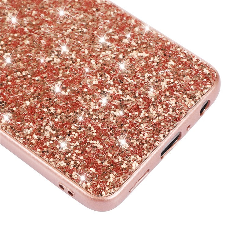 For OnePlus Nord CE3 5G Shiny Glitter Sequins Protective Cover Electroplating TPU Frame Hard PC Phone Case - Gold