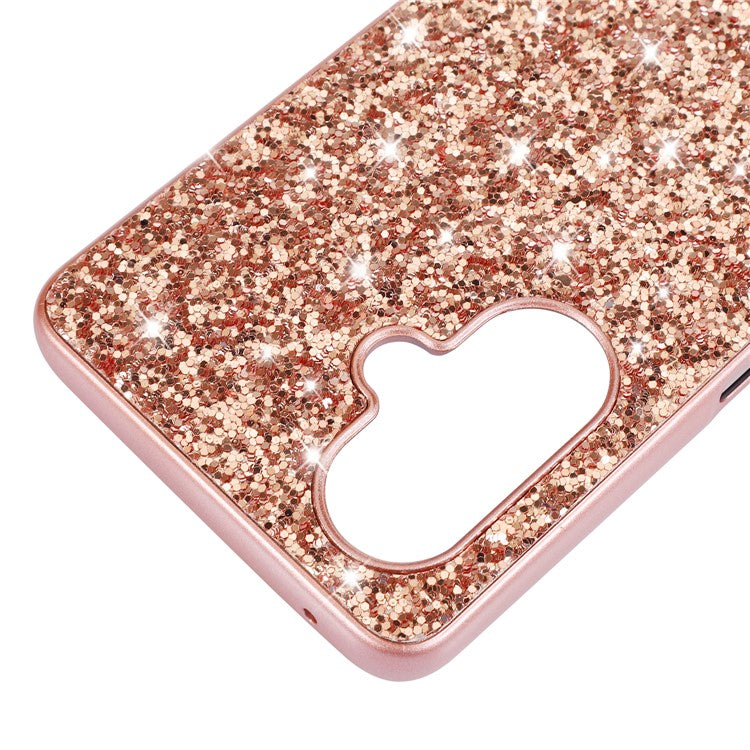 For OnePlus Nord CE3 5G Shiny Glitter Sequins Protective Cover Electroplating TPU Frame Hard PC Phone Case - Red