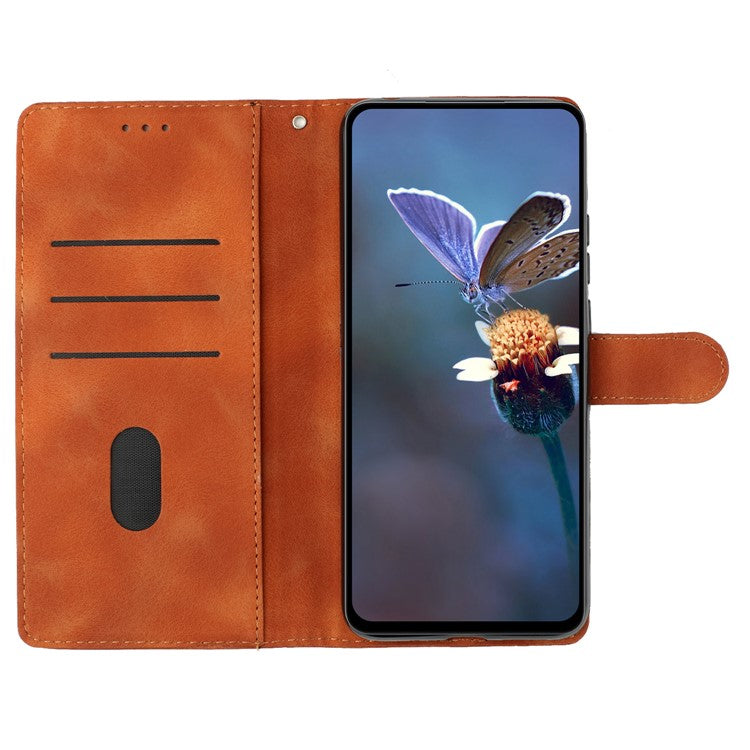 Flower Imprint Leather Case for Sony Xperia 5 , Wallet Stand Mobile Phone Protective Cover - Brown