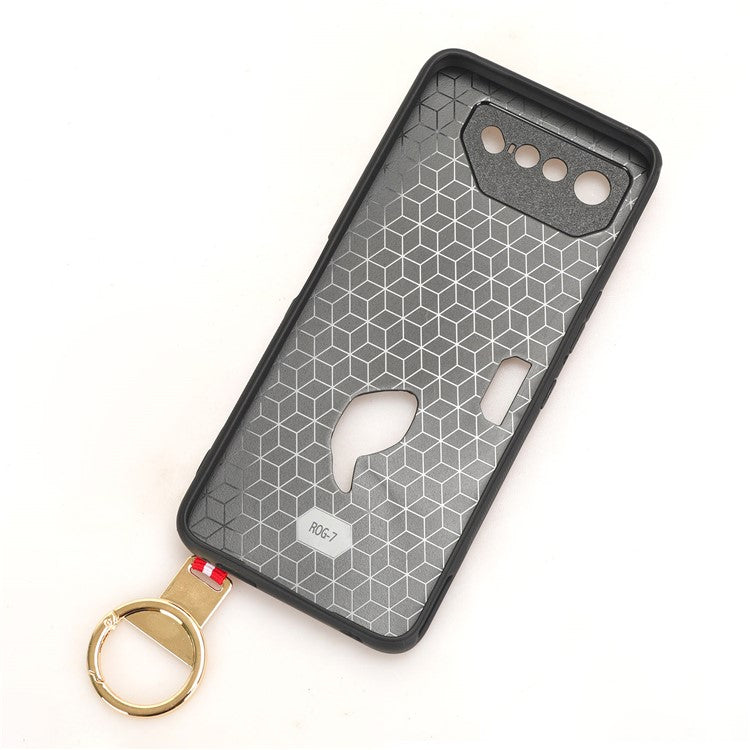 For Asus ROG Phone 7 5G Wristband Kickstand Phone Case PU Leather Coated PC+TPU Cover with Bottle Opener - Black