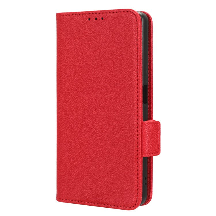 Phone Leather Case for Oppo A98 5G / F23 5G / A1 5G , Litchi Texture Wallet Stand Cell Phone Cover - Red