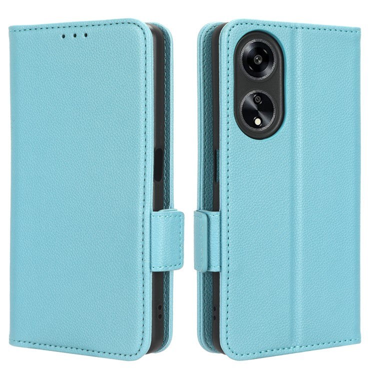 Phone Leather Case for Oppo A98 5G / F23 5G / A1 5G , Litchi Texture Wallet Stand Cell Phone Cover - Baby Blue