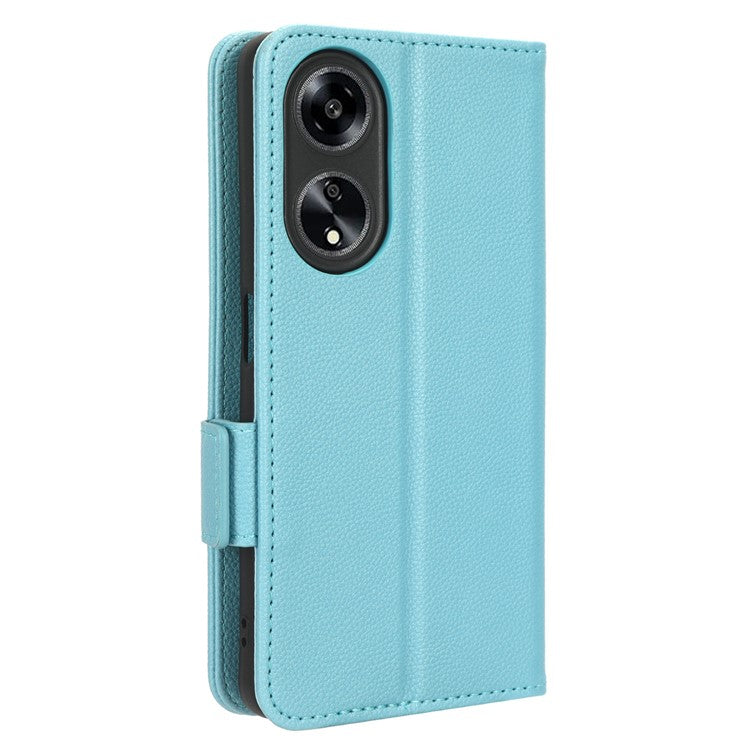 Phone Leather Case for Oppo A98 5G / F23 5G / A1 5G , Litchi Texture Wallet Stand Cell Phone Cover - Baby Blue