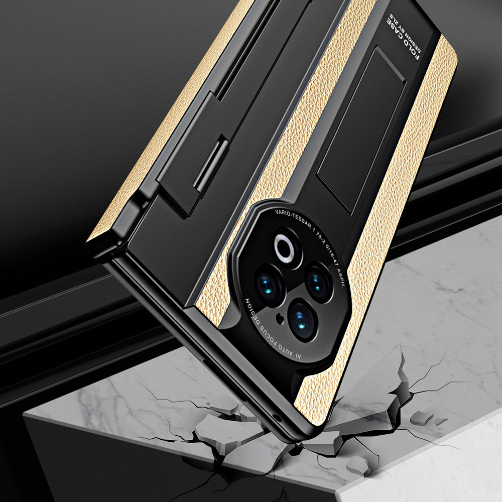 For vivo X Fold2 PU Leather+PC Phone Case All-Inclusive Cover with Tempered Glass Film - Blue